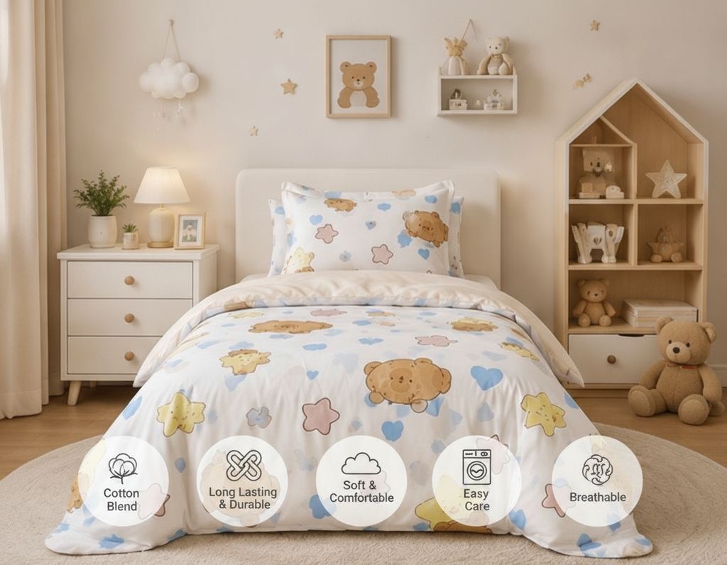 Sleepy Bear - comfy cotton blend king bedsheet