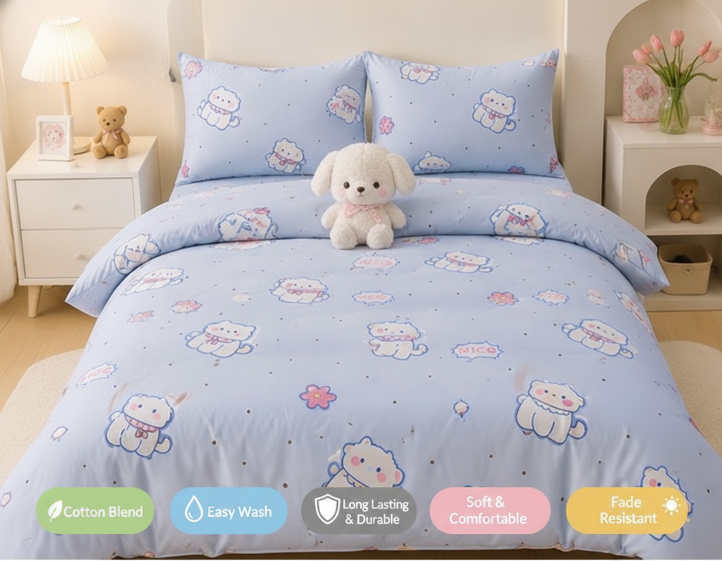 Kitten Home - Comfy Cotton Blend King Bedsheet