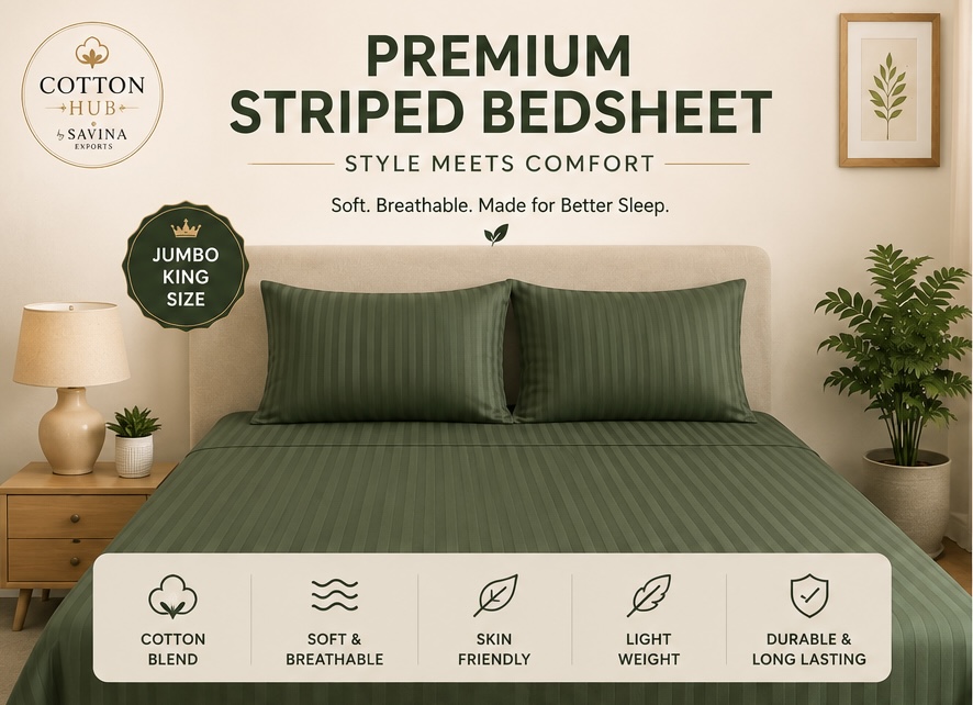 Royal green -Cotton Blend Jumbo King Size Bedsheet