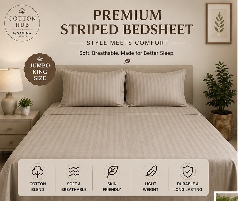 Mocha Mist - Premium cotton blend jumbo king Bedsheet