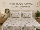 Pink floral True Block Double Lace - Cotton King size Bedsheet