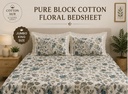 Blue True Block Double Lace - King Size Cotton Bedsheet
