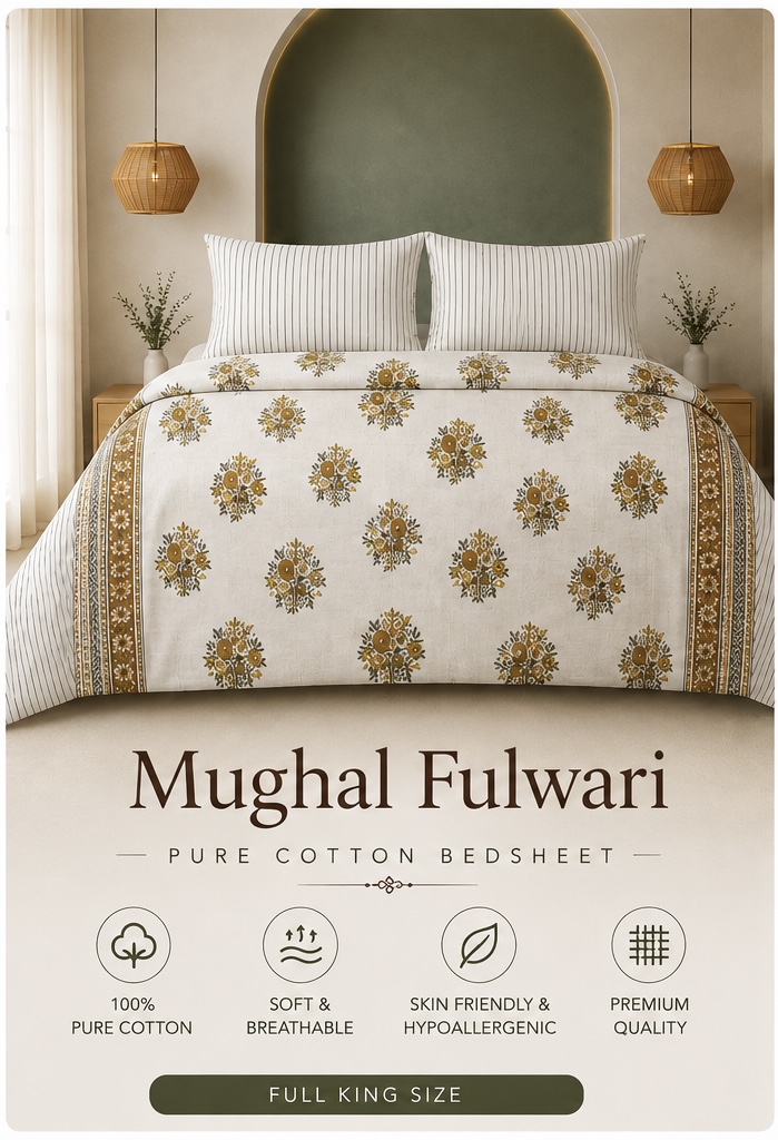 Mughal Fulwari - King Size Pure Cotton Bedsheet