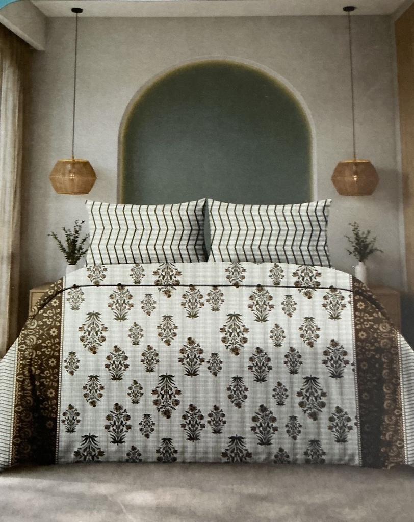 Mughal Anarkali - King Size Pure Cotton Bedsheet (Brown)