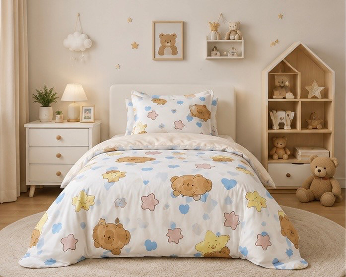 Sleepy Bear - comfy cotton blend king bedsheet