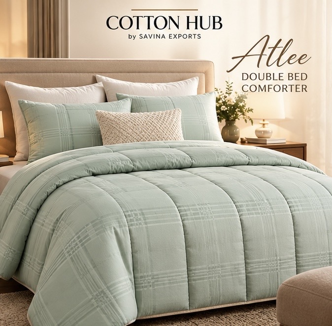 Atlee King Size Comforter – Solid Colour with Self Design | Cotton Hub by SAVINA Exports